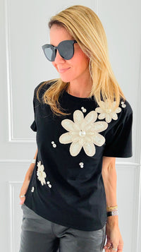 Floral Lace Patch Tee-110 short Sleeve Top-PASTEL DESIGN-Coastal Bloom Boutique, find the trendiest versions of the popular styles and looks Located in Indialantic, FL