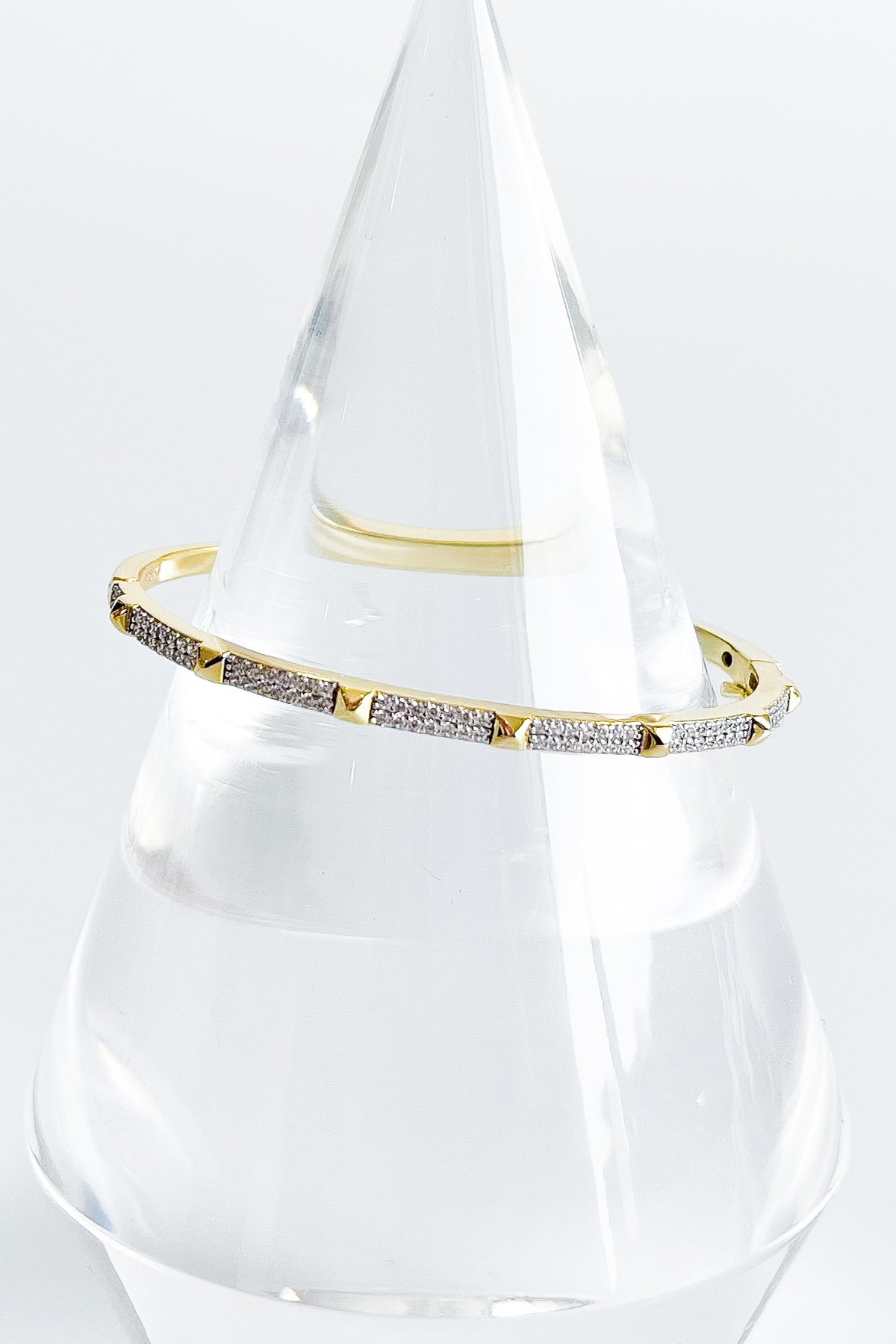 Sterling Silver Stone Station Micropave Bangle Bracelet-230 Jewelry-NYC-Coastal Bloom Boutique, find the trendiest versions of the popular styles and looks Located in Indialantic, FL