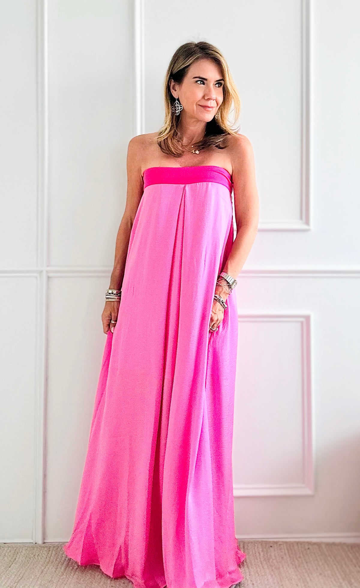 Color Block Tube Tie Back Chest Maxi Dress-200 Dresses/Jumpsuits/Rompers-Aakaa-Coastal Bloom Boutique, find the trendiest versions of the popular styles and looks Located in Indialantic, FL