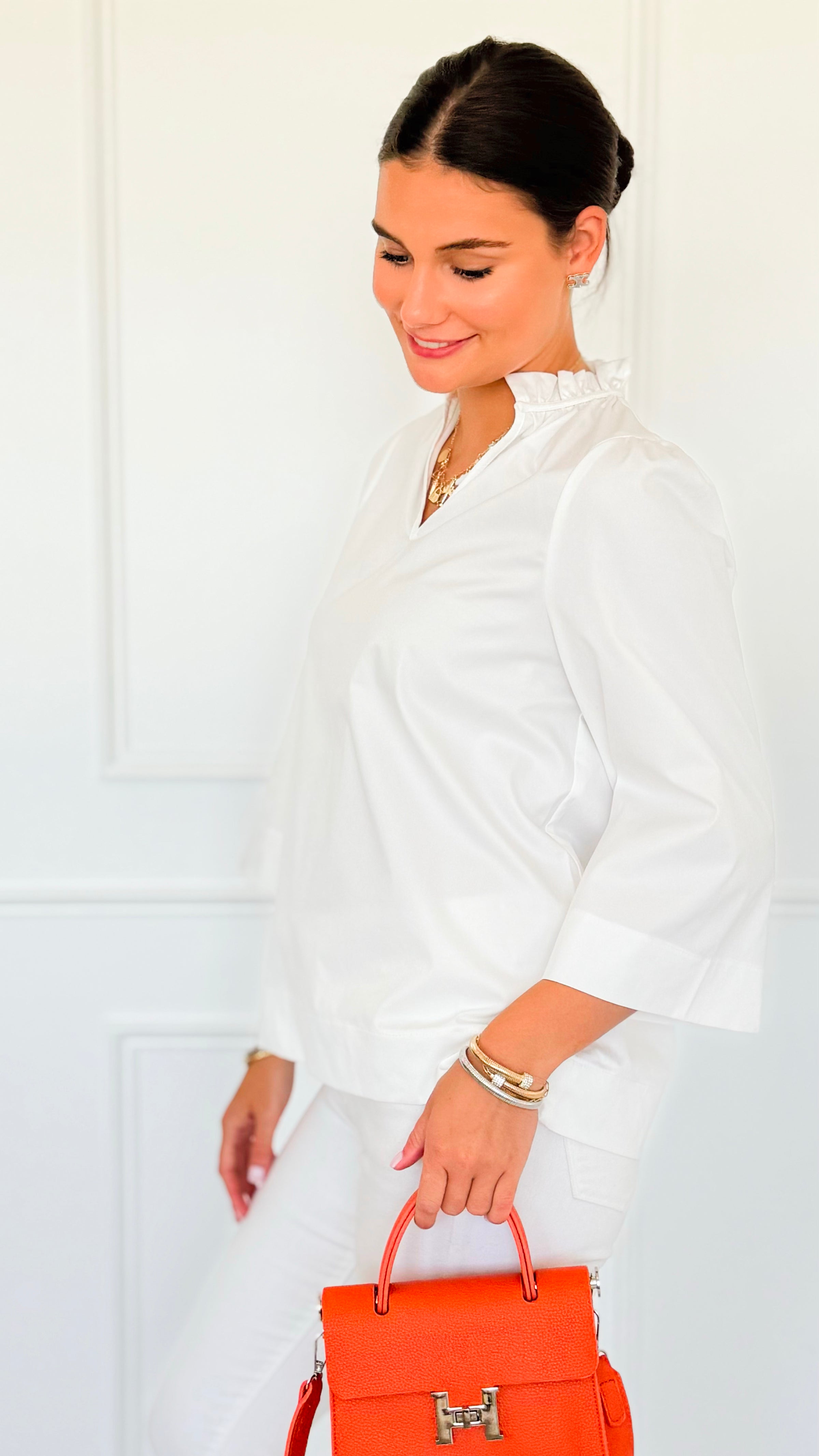 Soft Focus Wide Sleeve Top - White-110 Long Sleeve Tops-GIGIO-Coastal Bloom Boutique, find the trendiest versions of the popular styles and looks Located in Indialantic, FL
