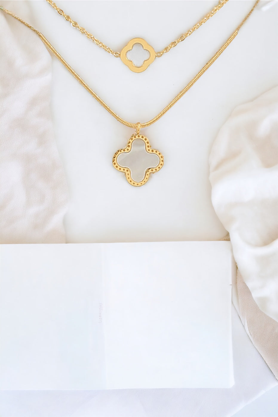 Double Layer Clover Pendant Necklace-230 Jewelry-Golden Stella-Coastal Bloom Boutique, find the trendiest versions of the popular styles and looks Located in Indialantic, FL