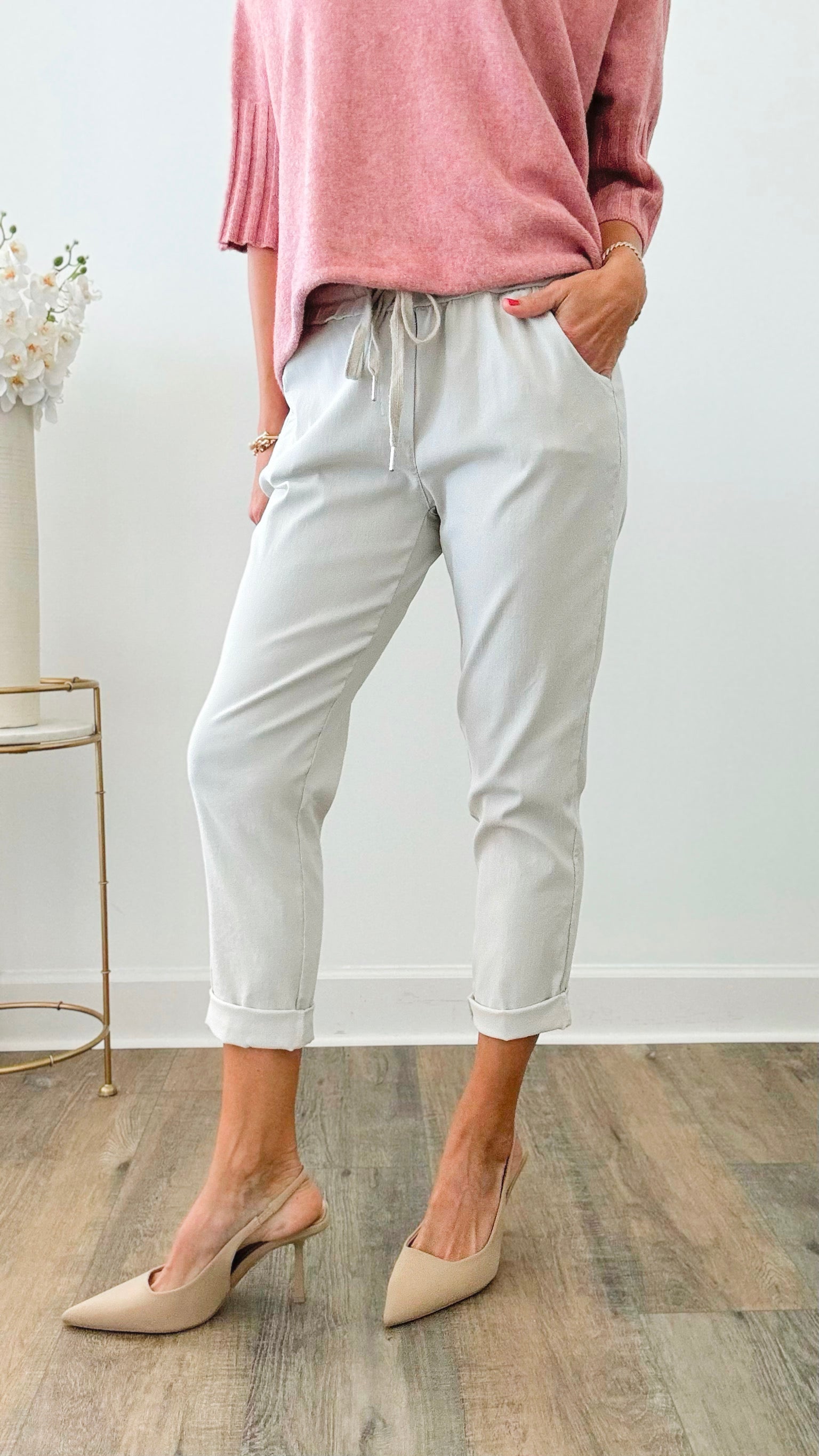 Spring Italian Jogger Pant - Sand Beige-180 Joggers-Italianissimo-Coastal Bloom Boutique, find the trendiest versions of the popular styles and looks Located in Indialantic, FL