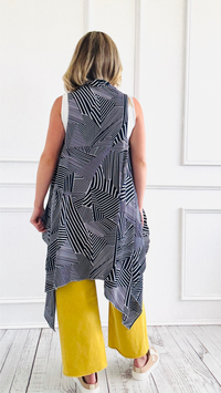Geo Lines Open Drape Vest-150 Cardigans/Layers-Designer House-Coastal Bloom Boutique, find the trendiest versions of the popular styles and looks Located in Indialantic, FL