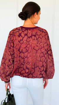 Paw Prism Italian Sweatshirt-Bordeaux-130 Long Sleeve Tops-Italianissimo-Coastal Bloom Boutique, find the trendiest versions of the popular styles and looks Located in Indialantic, FL