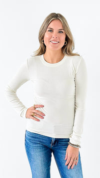Timeless Ribbed Knit Top - Off White-110 Long Sleeve Tops-Mono B-Coastal Bloom Boutique, find the trendiest versions of the popular styles and looks Located in Indialantic, FL