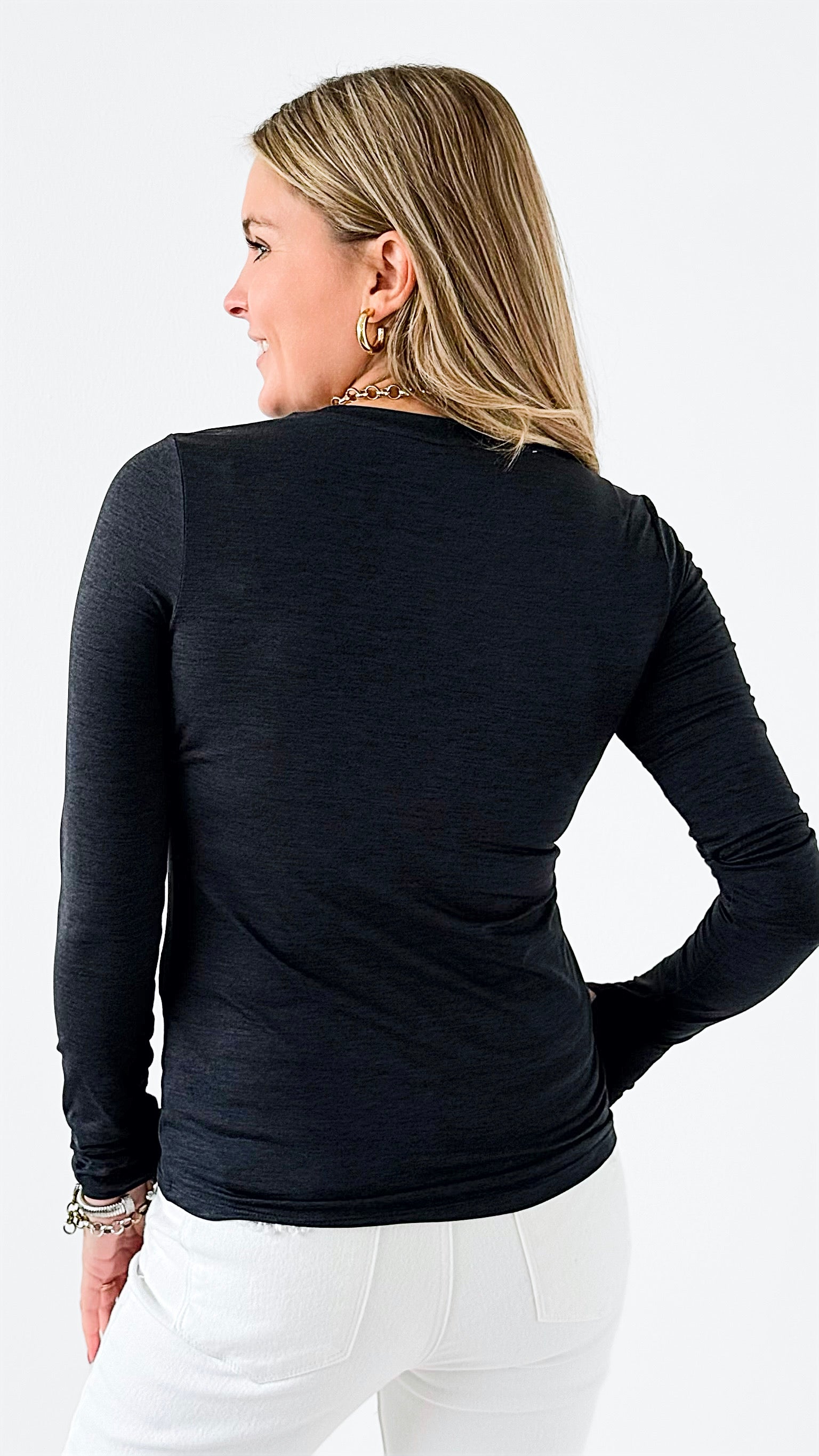 Essential Brushed Thumbpocket Tee- Charcoal-110 Long Sleeve Tops-Mono B-Coastal Bloom Boutique, find the trendiest versions of the popular styles and looks Located in Indialantic, FL