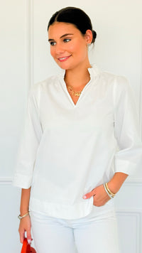 Soft Focus Wide Sleeve Top - White-110 Long Sleeve Tops-GIGIO-Coastal Bloom Boutique, find the trendiest versions of the popular styles and looks Located in Indialantic, FL