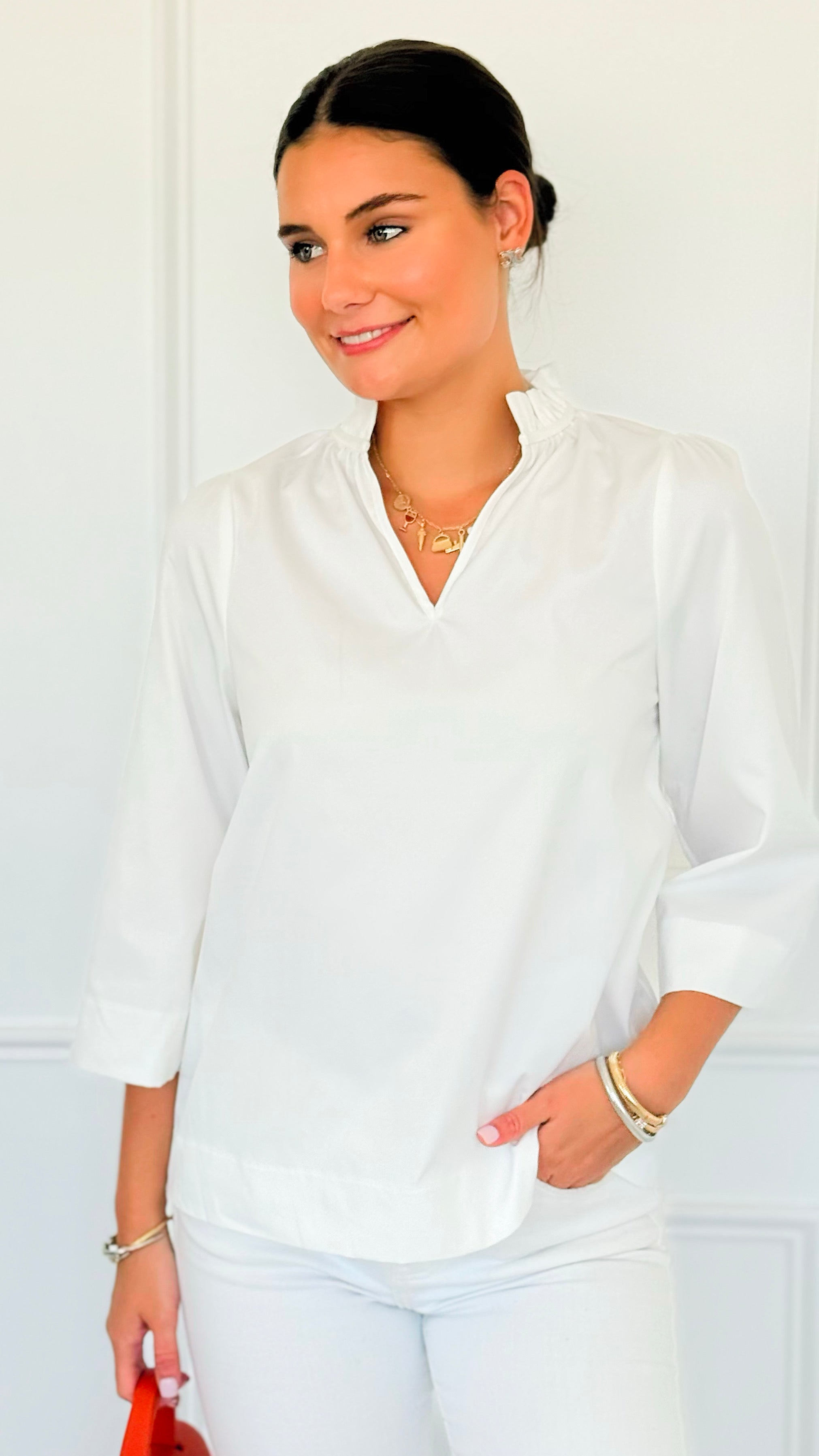 Soft Focus Wide Sleeve Top - White-110 Long Sleeve Tops-GIGIO-Coastal Bloom Boutique, find the trendiest versions of the popular styles and looks Located in Indialantic, FL