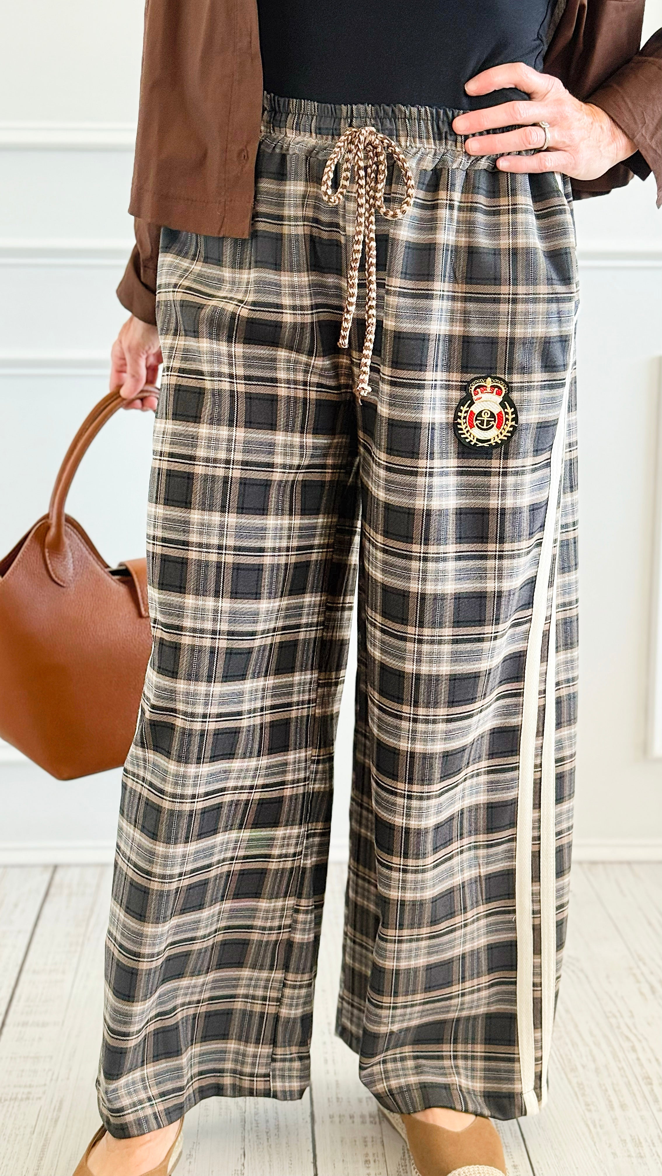 Regal Emblem Plaid Italian Pants-100 Pants-TATTOO Z-Coastal Bloom Boutique, find the trendiest versions of the popular styles and looks Located in Indialantic, FL