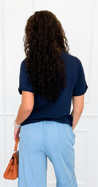 Love Mood Italian Graphic tee- Navy-110 short Sleeve Top-V SKY-Coastal Bloom Boutique, find the trendiest versions of the popular styles and looks Located in Indialantic, FL