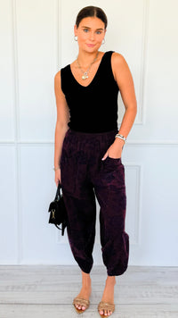 Floral Fade Italian Barrel Pant- Plum-100 Pants-AZUL MONACO-Coastal Bloom Boutique, find the trendiest versions of the popular styles and looks Located in Indialantic, FL