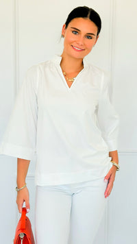 Soft Focus Wide Sleeve Top - White-110 Long Sleeve Tops-GIGIO-Coastal Bloom Boutique, find the trendiest versions of the popular styles and looks Located in Indialantic, FL