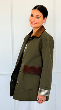 Corduroy Detail Utility Jacket-160 Jackets-AZUL MONACO-Coastal Bloom Boutique, find the trendiest versions of the popular styles and looks Located in Indialantic, FL