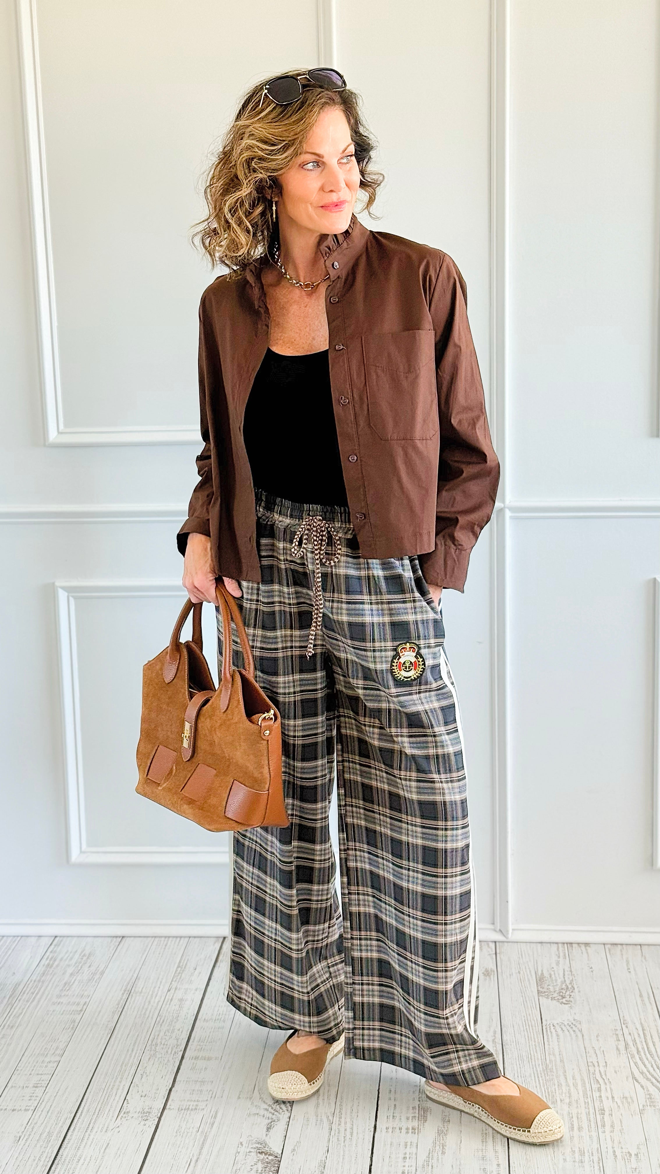 Regal Emblem Plaid Italian Pants-100 Pants-TATTOO Z-Coastal Bloom Boutique, find the trendiest versions of the popular styles and looks Located in Indialantic, FL