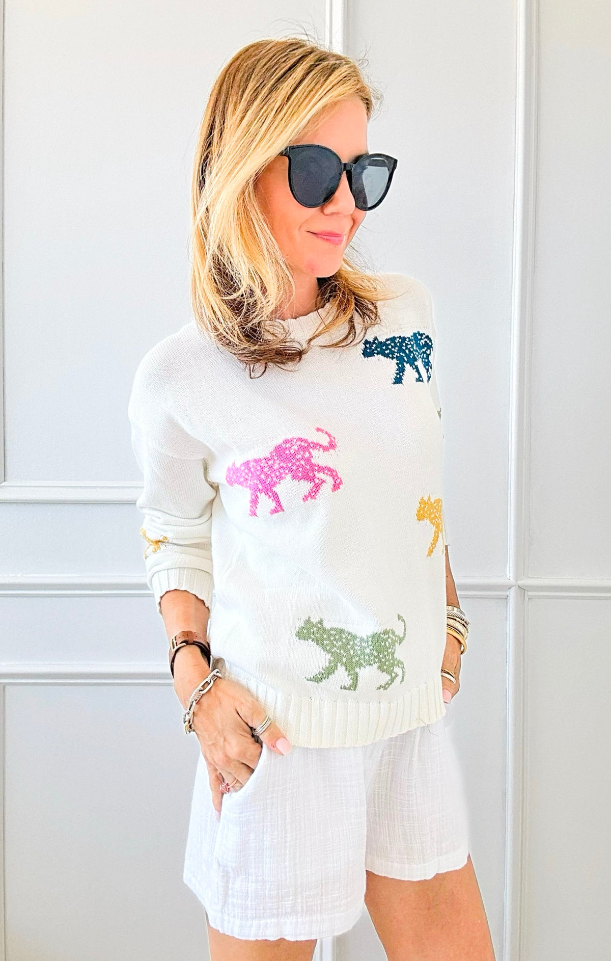 Colorful Wild Printed Sweater-140 Sweaters-Lovely Melody-Coastal Bloom Boutique, find the trendiest versions of the popular styles and looks Located in Indialantic, FL