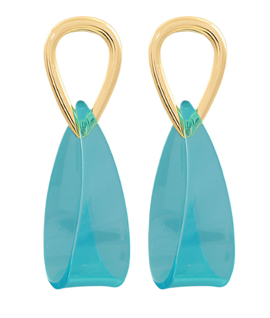 Modern Clear Drop Earrings - Turquoise-230 Jewelry-GS JEWELRY-Coastal Bloom Boutique, find the trendiest versions of the popular styles and looks Located in Indialantic, FL