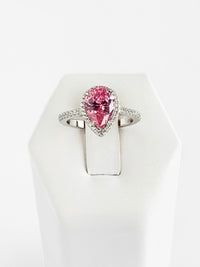 Sterling Silver Pear Halo Ring - Pink Silver-230 Jewelry-NYC-Coastal Bloom Boutique, find the trendiest versions of the popular styles and looks Located in Indialantic, FL