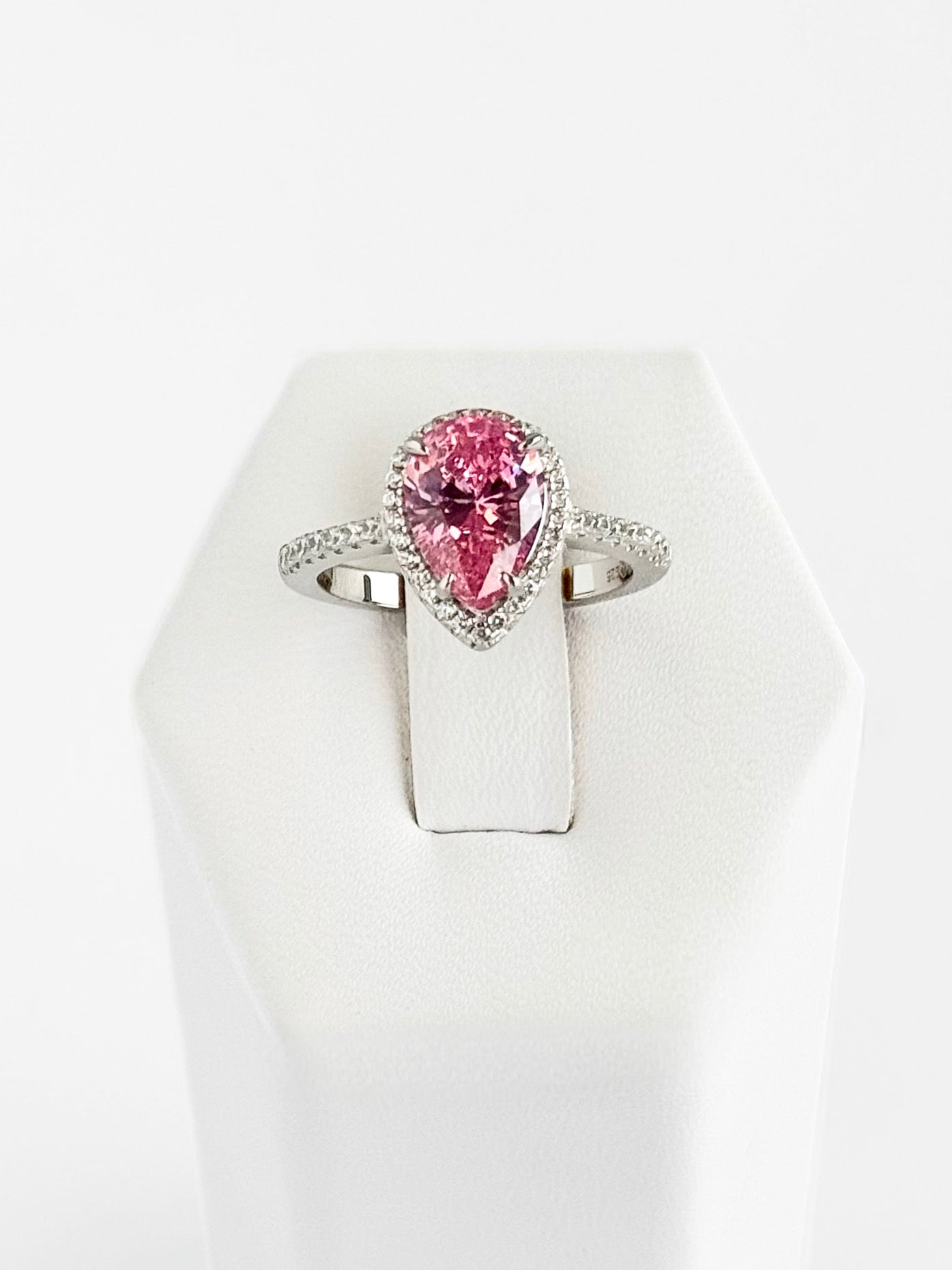 Sterling Silver Pear Halo Ring - Pink Silver-230 Jewelry-NYC-Coastal Bloom Boutique, find the trendiest versions of the popular styles and looks Located in Indialantic, FL