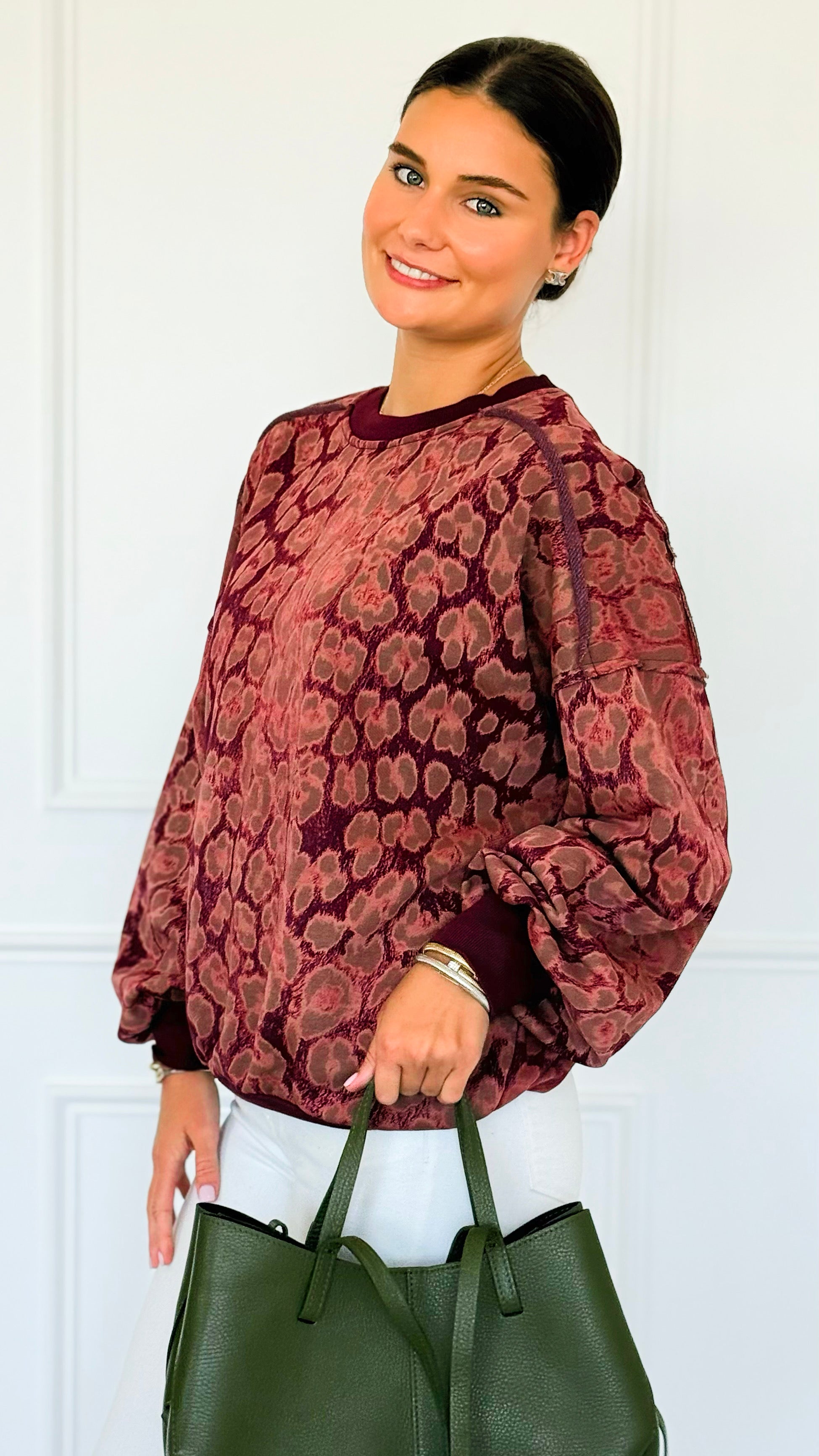 Paw Prism Italian Sweatshirt-Bordeaux-130 Long Sleeve Tops-Italianissimo-Coastal Bloom Boutique, find the trendiest versions of the popular styles and looks Located in Indialantic, FL