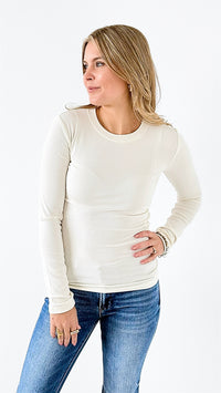 Timeless Ribbed Knit Top - Off White-110 Long Sleeve Tops-Mono B-Coastal Bloom Boutique, find the trendiest versions of the popular styles and looks Located in Indialantic, FL