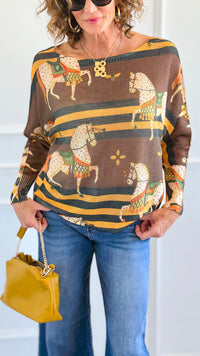 Gallop & Grace Italian St Tropez Knit- Brown-140 Sweaters-SORPRESA-Coastal Bloom Boutique, find the trendiest versions of the popular styles and looks Located in Indialantic, FL