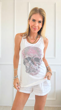 CUSTOM Pink Skull Classic Tank-130 Long Sleeve Tops-HOLLY / CB-Coastal Bloom Boutique, find the trendiest versions of the popular styles and looks Located in Indialantic, FL