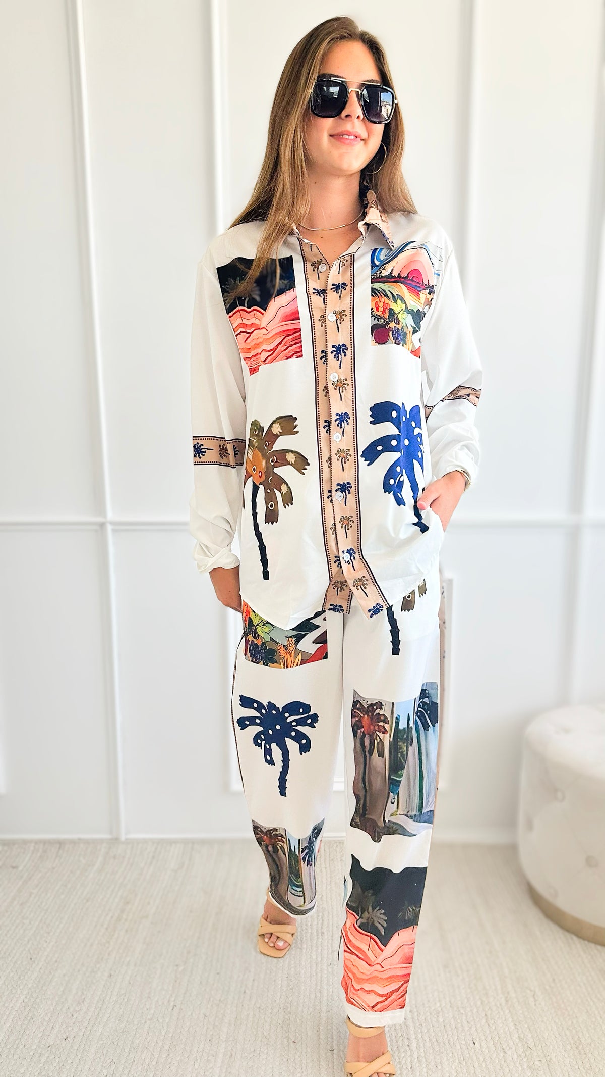Summer Memories Shirt and Pants Set-210 Loungewear/Sets-CBALY-Coastal Bloom Boutique, find the trendiest versions of the popular styles and looks Located in Indialantic, FL