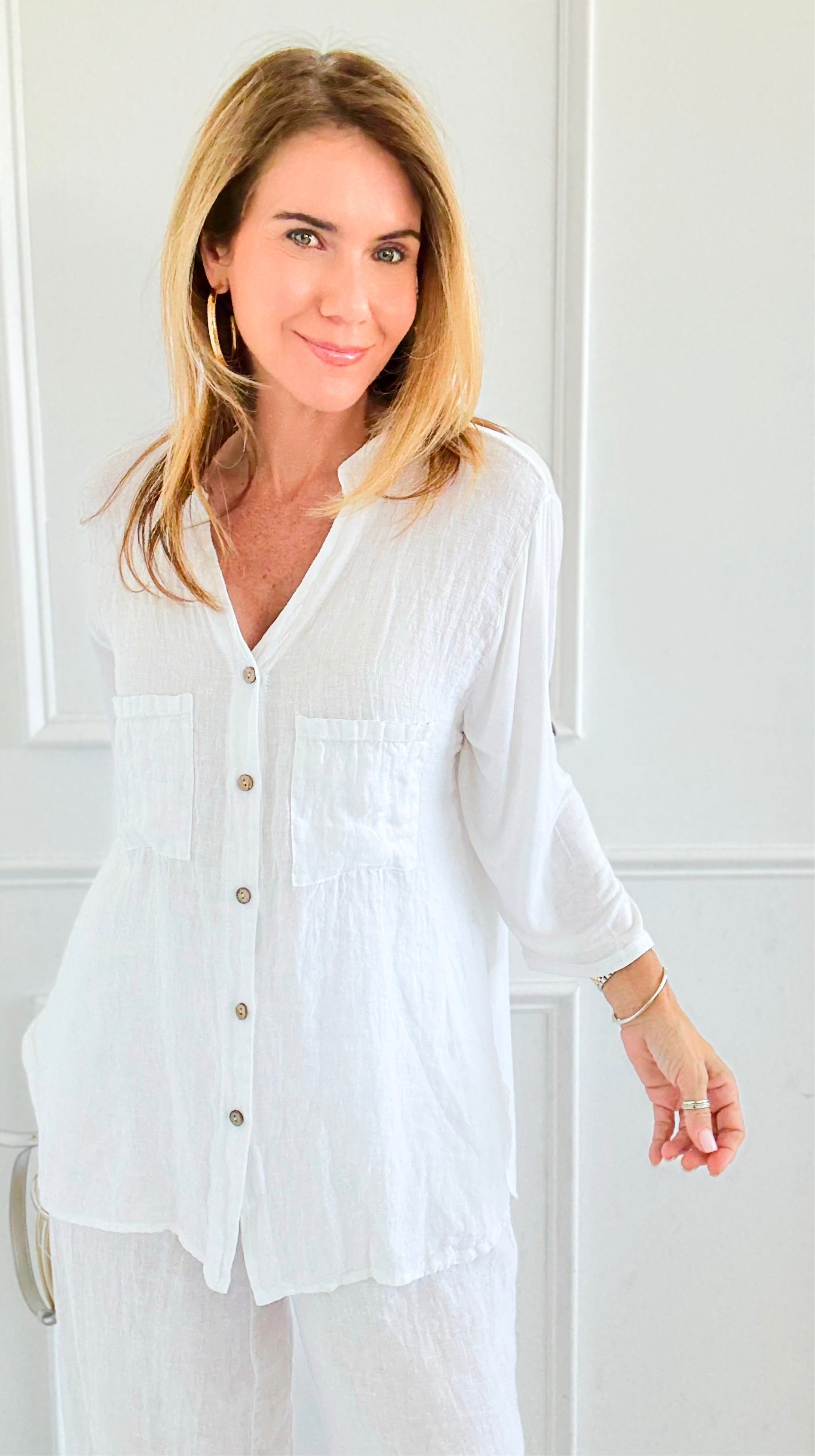 Driftlight Textured Button Top-130 Long Sleeve Tops-V6-Coastal Bloom Boutique, find the trendiest versions of the popular styles and looks Located in Indialantic, FL