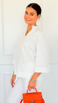 Soft Focus Wide Sleeve Top - White-110 Long Sleeve Tops-GIGIO-Coastal Bloom Boutique, find the trendiest versions of the popular styles and looks Located in Indialantic, FL
