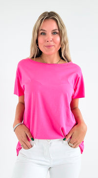 Easy Breezy Italian tee - Fuchsia-110 Short Sleeve Tops-Italianissimo/ AZARA-Coastal Bloom Boutique, find the trendiest versions of the popular styles and looks Located in Indialantic, FL