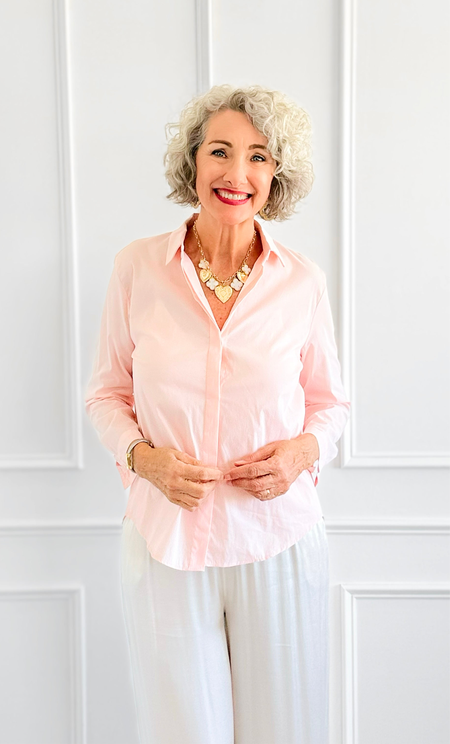 Under Pressure Italian Blouse- Light Pink-130 Long sleeve top-Italianissimo/ JOY & LOVE-Coastal Bloom Boutique, find the trendiest versions of the popular styles and looks Located in Indialantic, FL