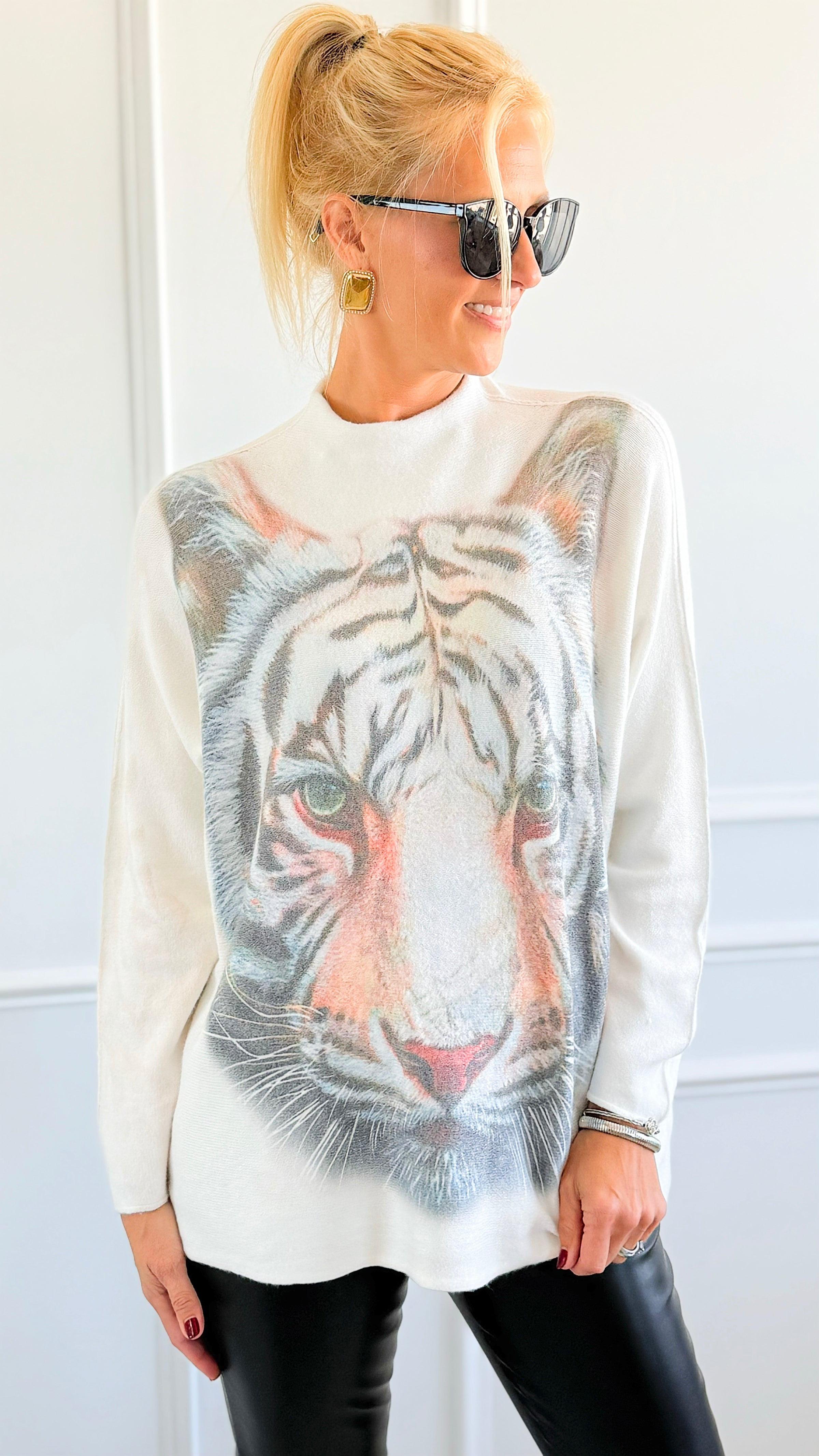 Roaring Confidence Turtleneck Italian Knit Sweater-140 Sweaters-SORPRESA-Coastal Bloom Boutique, find the trendiest versions of the popular styles and looks Located in Indialantic, FL