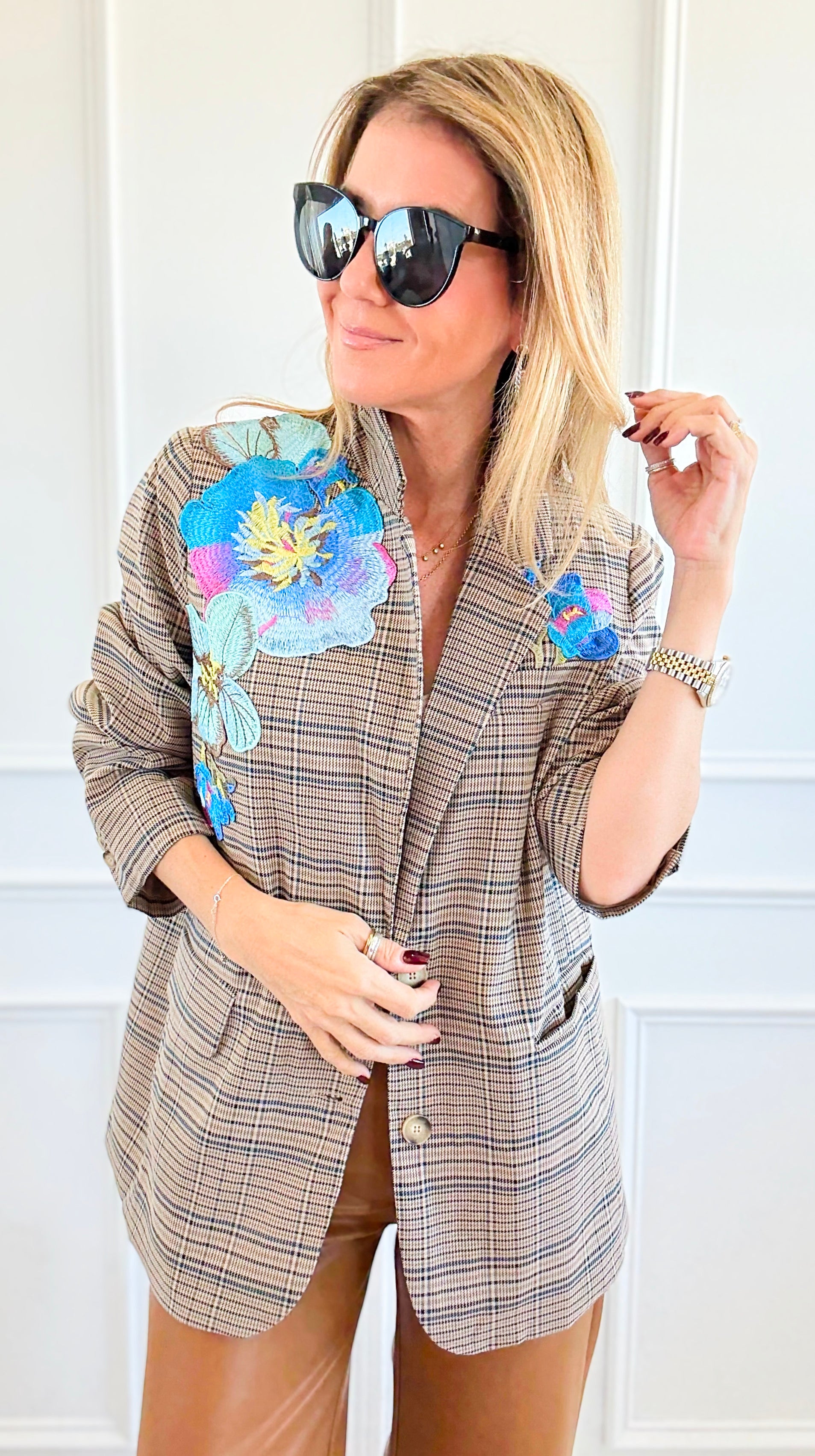 CB CUSTOM - The Heavenly Garden Blazer-160 Jackets-Blue Velvet / HOLLY-Coastal Bloom Boutique, find the trendiest versions of the popular styles and looks Located in Indialantic, FL