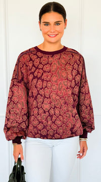 Paw Prism Italian Sweatshirt-Bordeaux-130 Long Sleeve Tops-Italianissimo-Coastal Bloom Boutique, find the trendiest versions of the popular styles and looks Located in Indialantic, FL