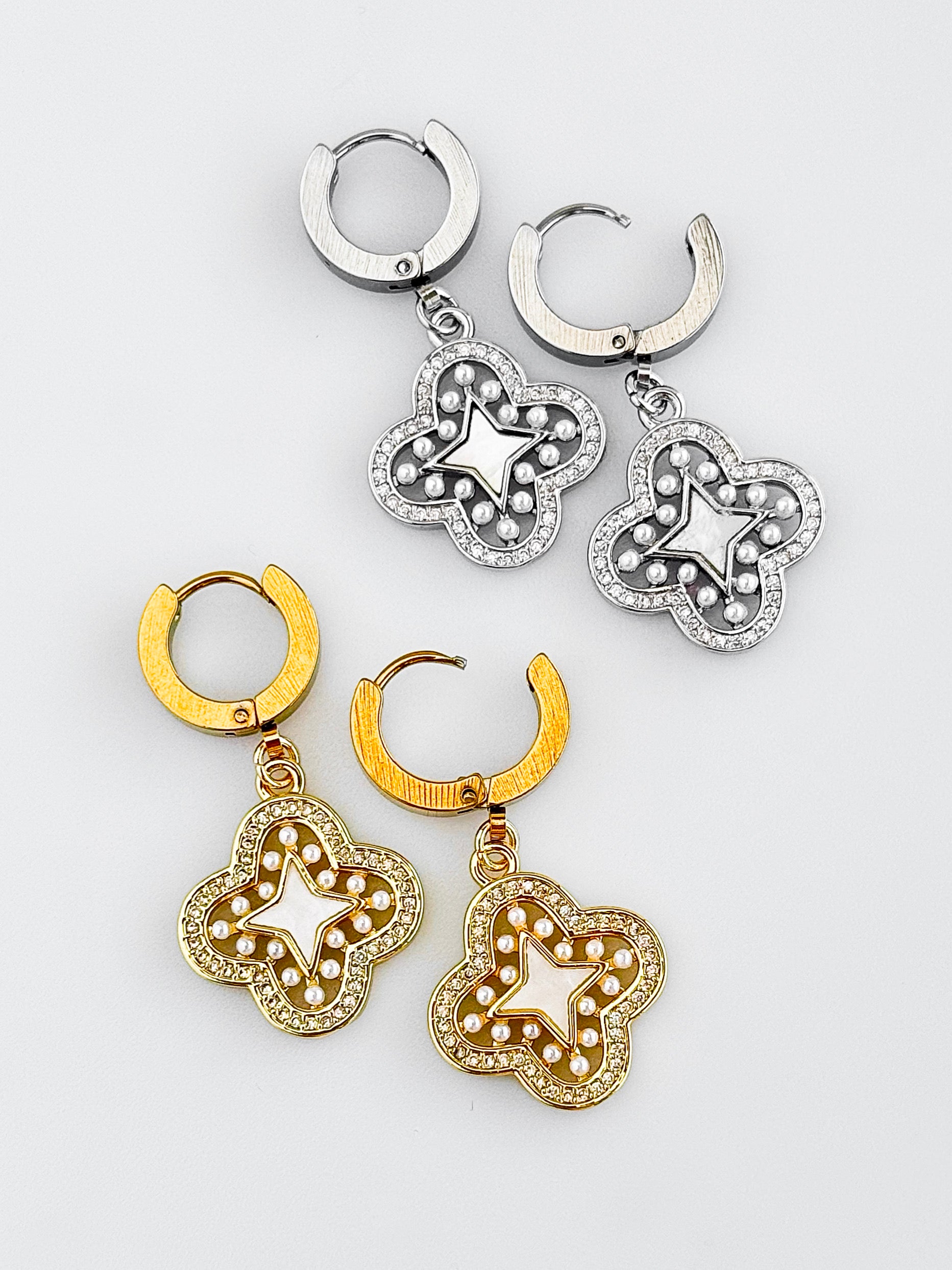 Clover Chic MOP Dangle Earrings-230 Jewelry-MILAA TRADING INC-Coastal Bloom Boutique, find the trendiest versions of the popular styles and looks Located in Indialantic, FL