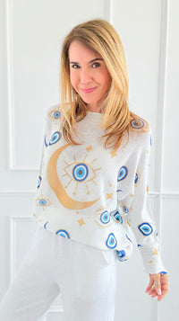 Evil Eye Italian St Tropez Knit-140 Sweaters-Italianissimo-Coastal Bloom Boutique, find the trendiest versions of the popular styles and looks Located in Indialantic, FL