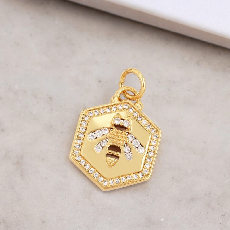 18K Gold BEE Charm-230 Jewelry-CBALY-Coastal Bloom Boutique, find the trendiest versions of the popular styles and looks Located in Indialantic, FL