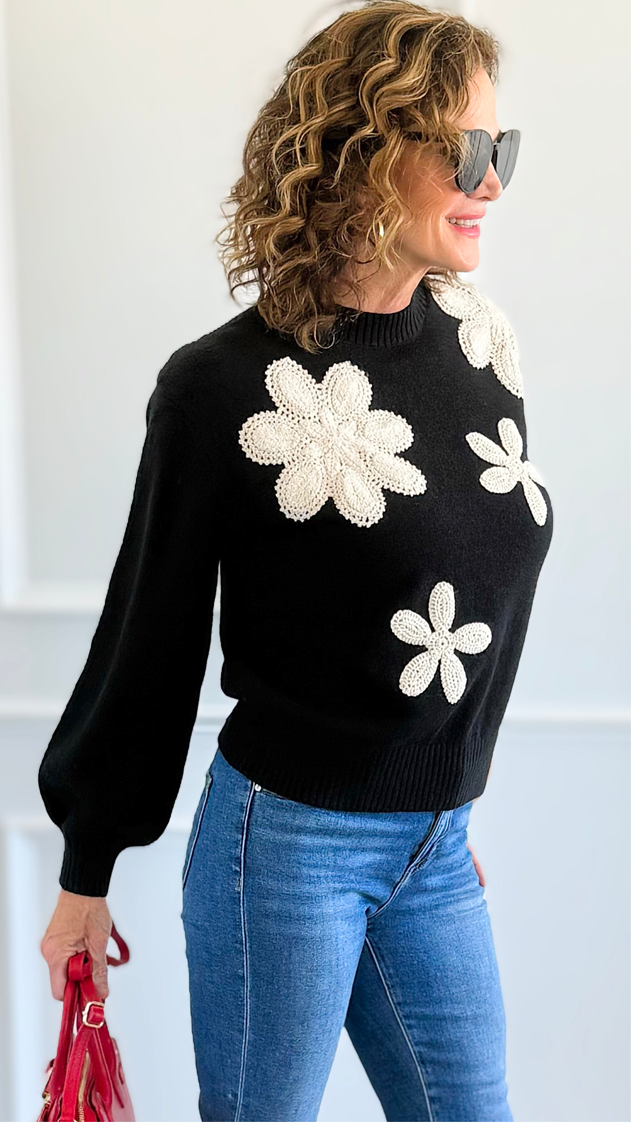 Floral Whispers of Elegance-140 Sweaters-Original USA-Coastal Bloom Boutique, find the trendiest versions of the popular styles and looks Located in Indialantic, FL