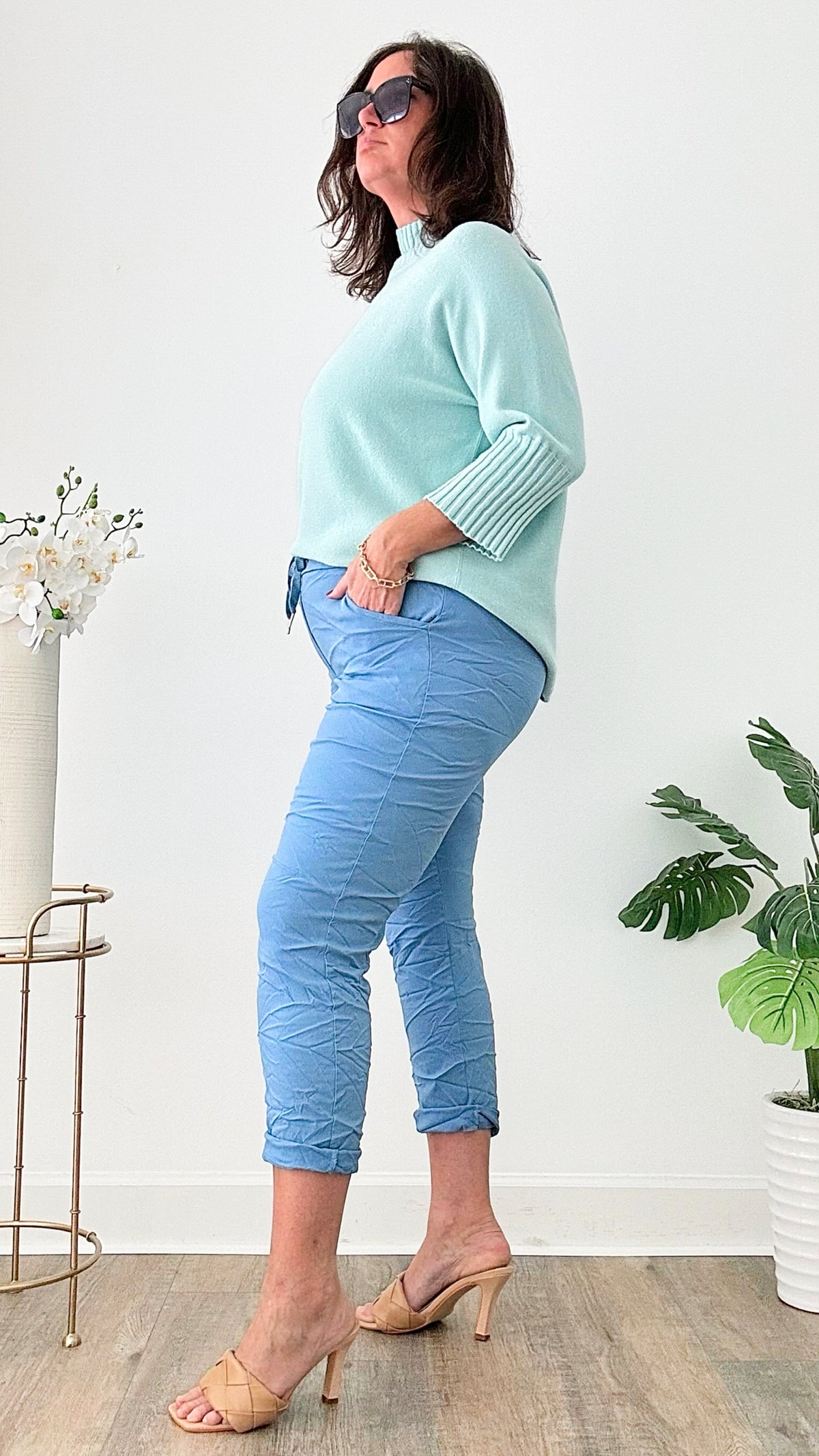 Curvy Love Endures Italian Jogger - Slate Blue-180 Joggers-Germany-Coastal Bloom Boutique, find the trendiest versions of the popular styles and looks Located in Indialantic, FL