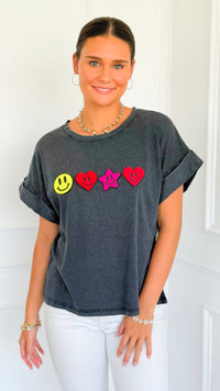Color Me Cheerful Italian Graphic Tee-110 Short Sleeve Tops-FIRSTAGE-Coastal Bloom Boutique, find the trendiest versions of the popular styles and looks Located in Indialantic, FL