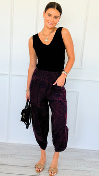 Floral Fade Italian Barrel Pant- Plum-100 Pants-AZUL MONACO-Coastal Bloom Boutique, find the trendiest versions of the popular styles and looks Located in Indialantic, FL