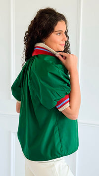 Ivy League Zip Accent Top-110 short Sleeve Top-ENTRO-Coastal Bloom Boutique, find the trendiest versions of the popular styles and looks Located in Indialantic, FL