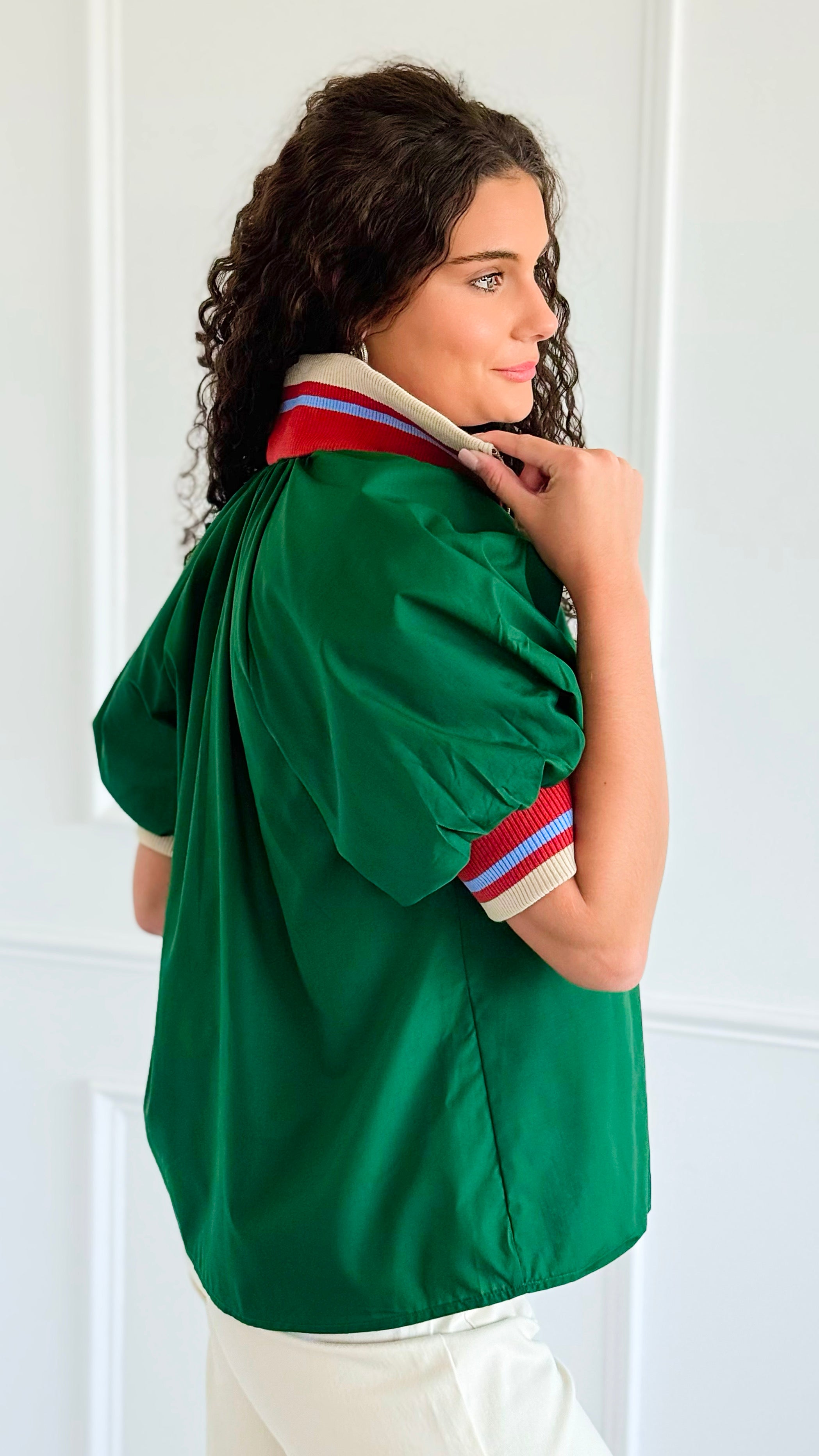 Ivy League Zip Accent Top-110 short Sleeve Top-ENTRO-Coastal Bloom Boutique, find the trendiest versions of the popular styles and looks Located in Indialantic, FL