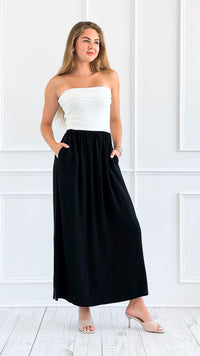 Two-Tone Strapless Maxi Dress-200 Dresses/Jumpsuits/Rompers-HYFVE-Coastal Bloom Boutique, find the trendiest versions of the popular styles and looks Located in Indialantic, FL