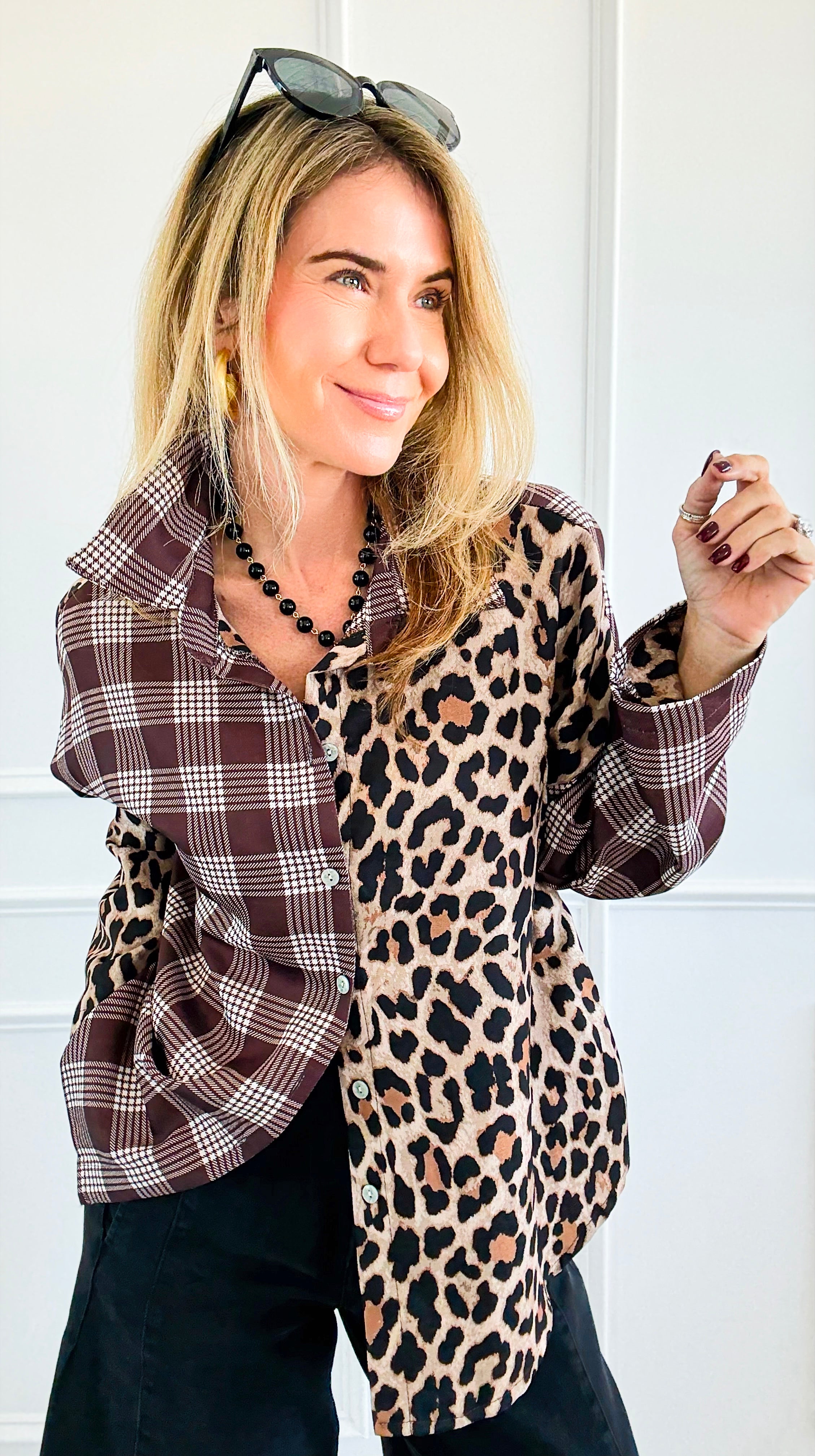 Two Sides Story Italian Button- Down Top-110 Long Sleeve Tops-SEÑORITA C-Coastal Bloom Boutique, find the trendiest versions of the popular styles and looks Located in Indialantic, FL