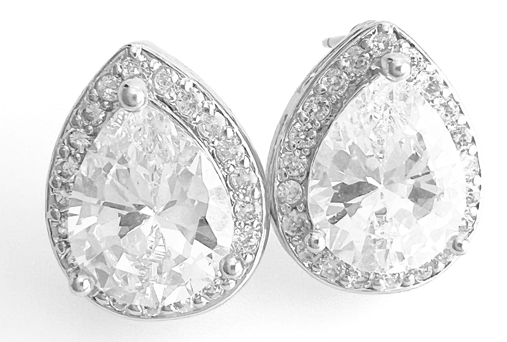 CZ Micropave Teardrop Stud Earrings-230 Jewelry-NYW-Coastal Bloom Boutique, find the trendiest versions of the popular styles and looks Located in Indialantic, FL