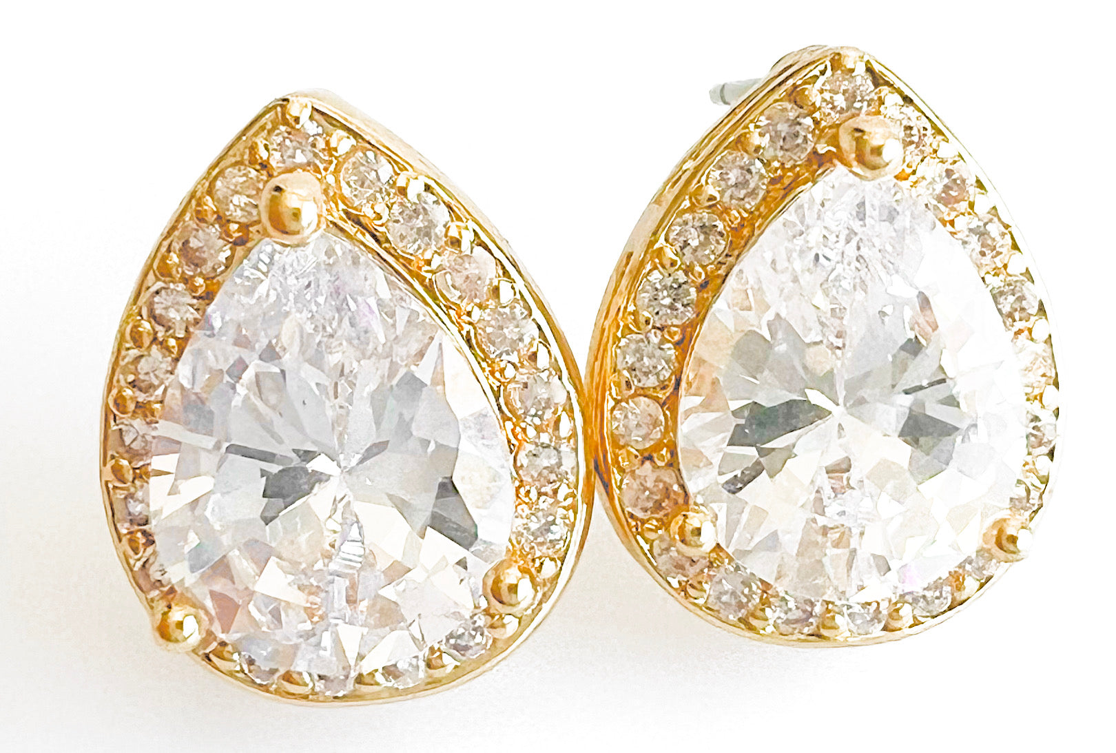 CZ Micropave Teardrop Stud Earrings-230 Jewelry-NYW-Coastal Bloom Boutique, find the trendiest versions of the popular styles and looks Located in Indialantic, FL