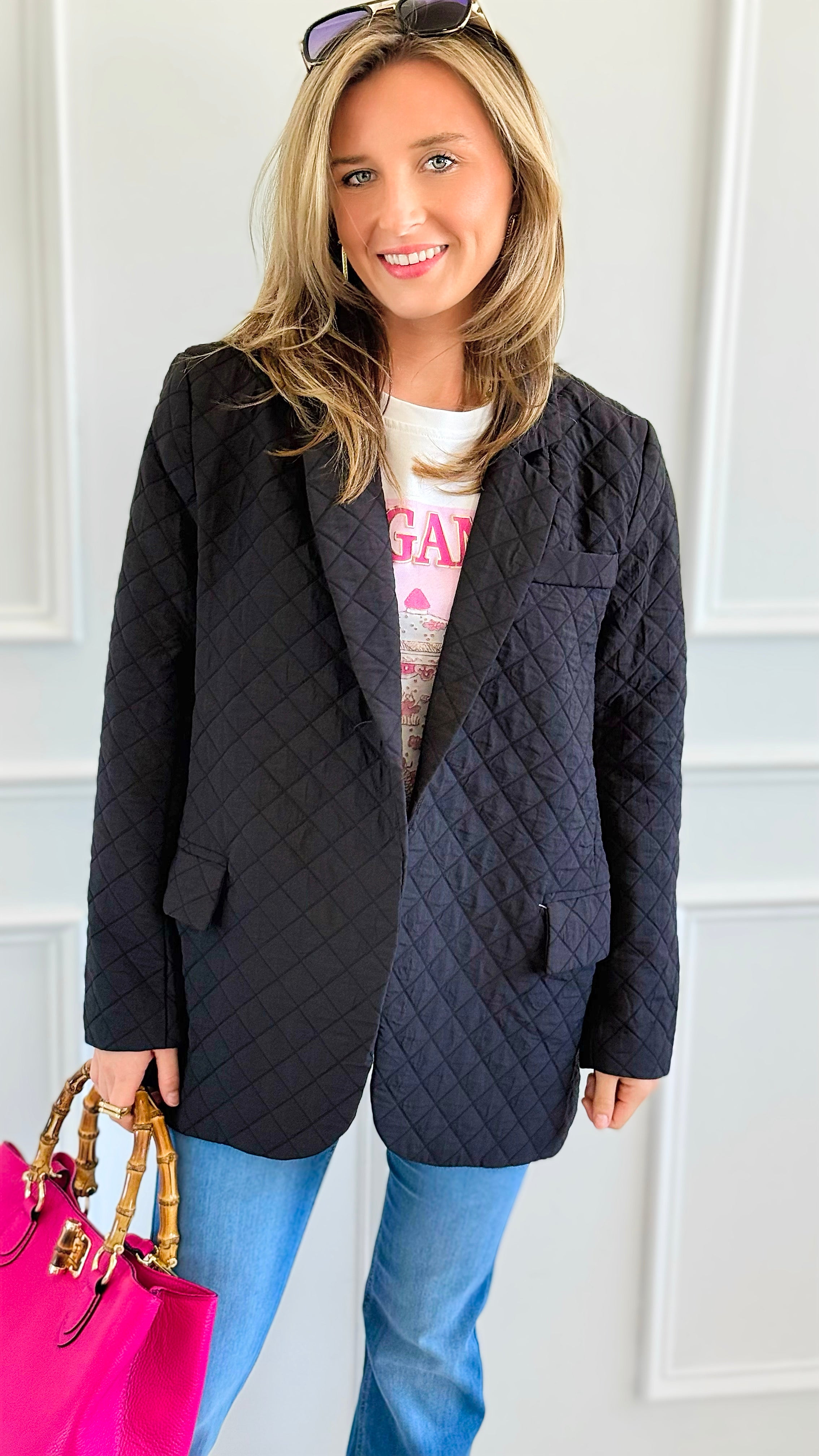 Midnight Rhythm Blazer-160 Jackets-ROUSSEAU-Coastal Bloom Boutique, find the trendiest versions of the popular styles and looks Located in Indialantic, FL
