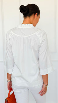 Soft Focus Wide Sleeve Top - White-110 Long Sleeve Tops-GIGIO-Coastal Bloom Boutique, find the trendiest versions of the popular styles and looks Located in Indialantic, FL