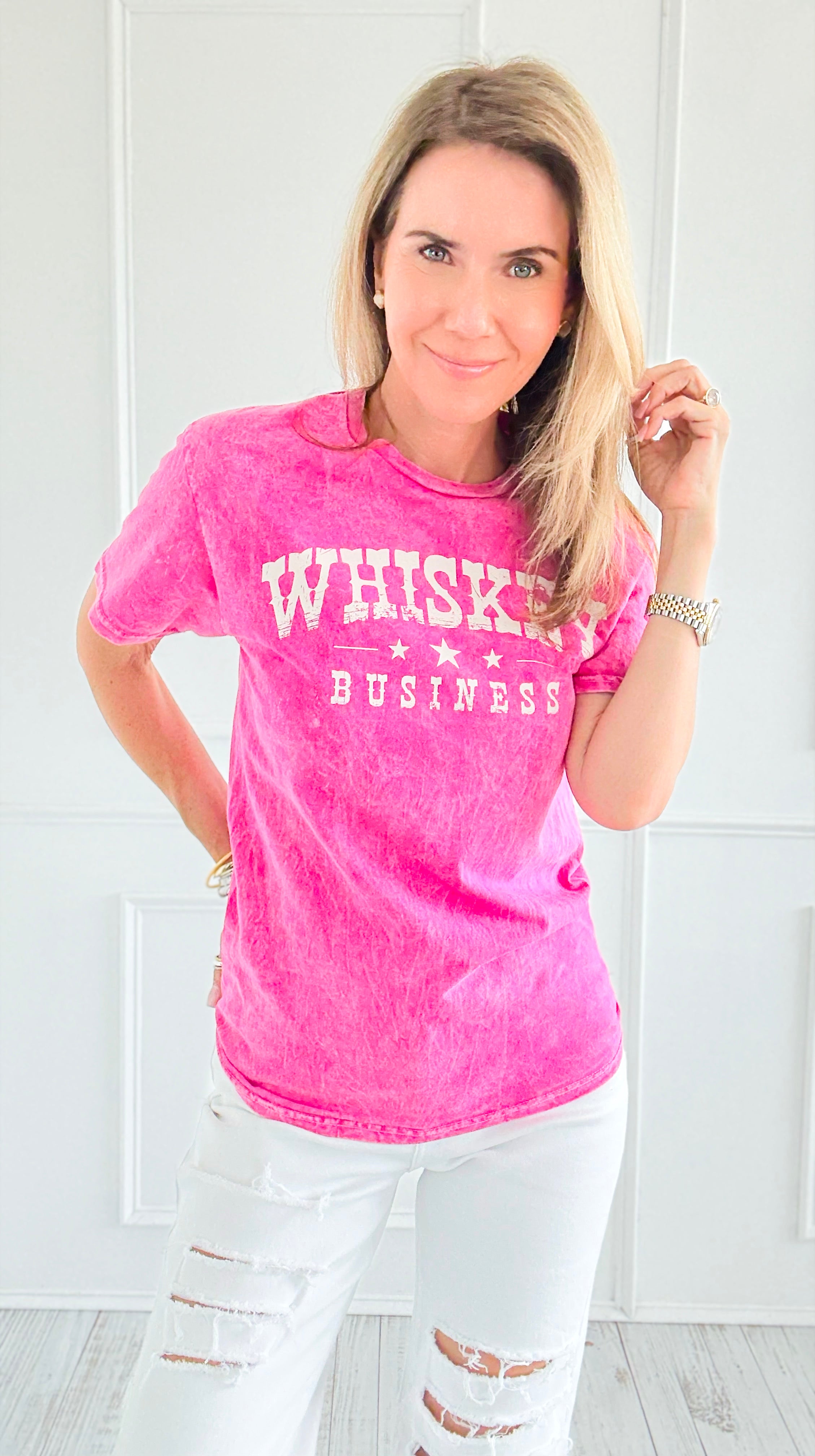 Whiskey Business Top - Mineral Pink-110 Short Sleeve Tops-SUGAR STITCH-Coastal Bloom Boutique, find the trendiest versions of the popular styles and looks Located in Indialantic, FL